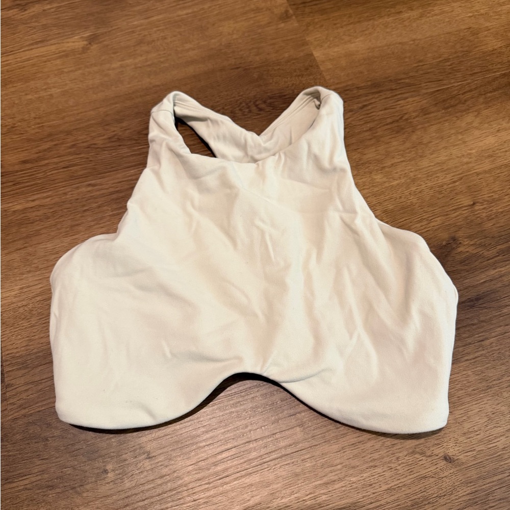 High-Neck Sports Bra — Cream
